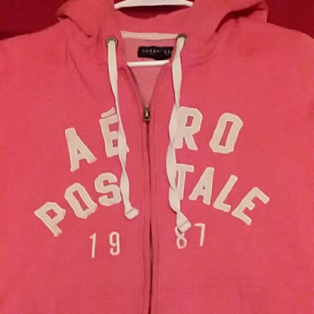 Pink amd white aeropostale zip-up jacket
